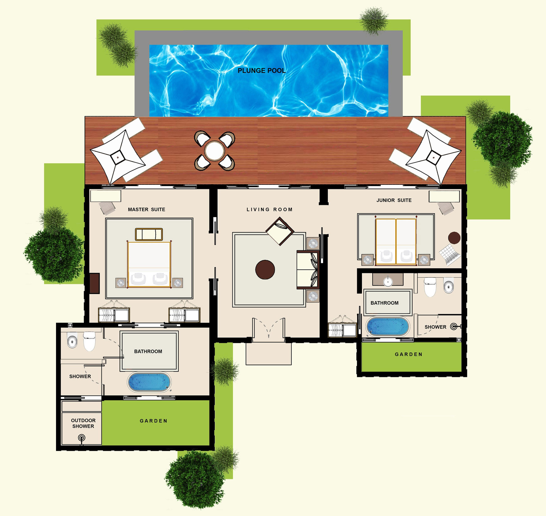 Frangipani Garden Pool Villa . Frangipani Ocean Front Pool Villa