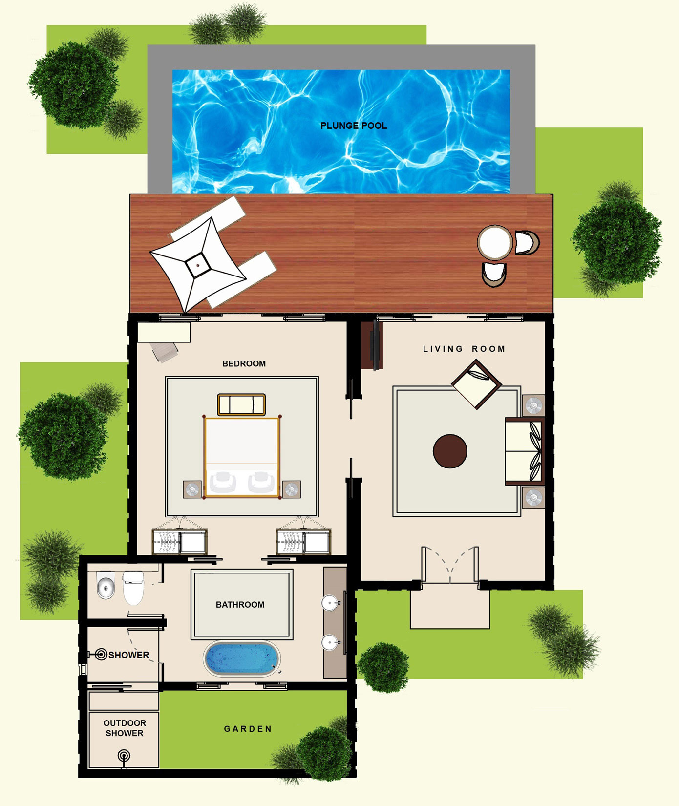 Luxury Garden Pool Villa . Luxury Ocean Front Pool Villa